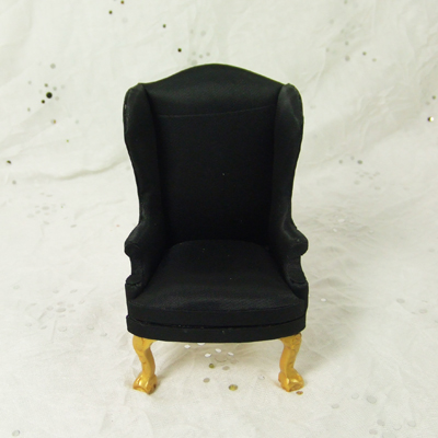 HN-27, Black Wingback Chair in 1" scale